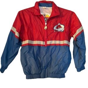 Vintage 1990s NHL Hockey Colorado Avalanche Kid Track Jacket Red Blue Mighty Mac